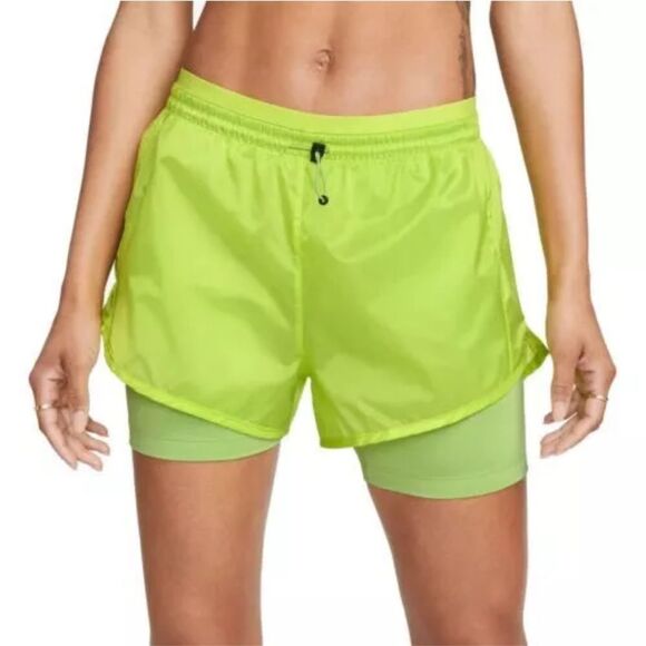 Ladies Nike Icon Clash Tempo Luxe‎ Lime Green Running Shorts Size Large - Picture 1 of 16